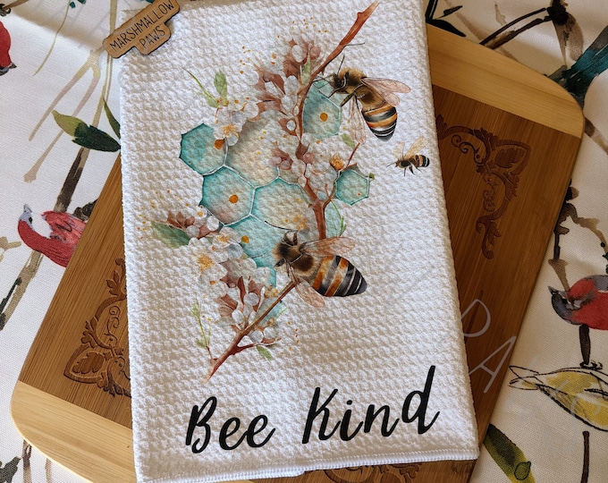 Bee Kitchen Towel | Bee Birthday Gift | Waffle Towel | Dish Towel | Tea Towel | Gift Idea | Coworker Gift | Personalize