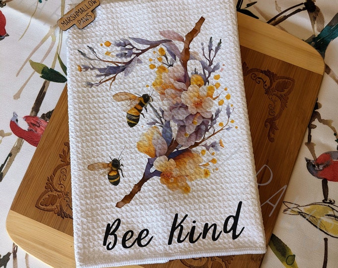 Bee Kitchen Waffle Towel: Farmhouse Decor, Bee Lover Gift