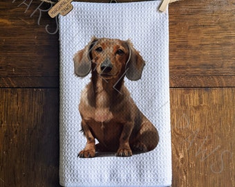 Dachshund Kitchen Towel: Microfiber Waffle Weave, Dog Lover Gift
