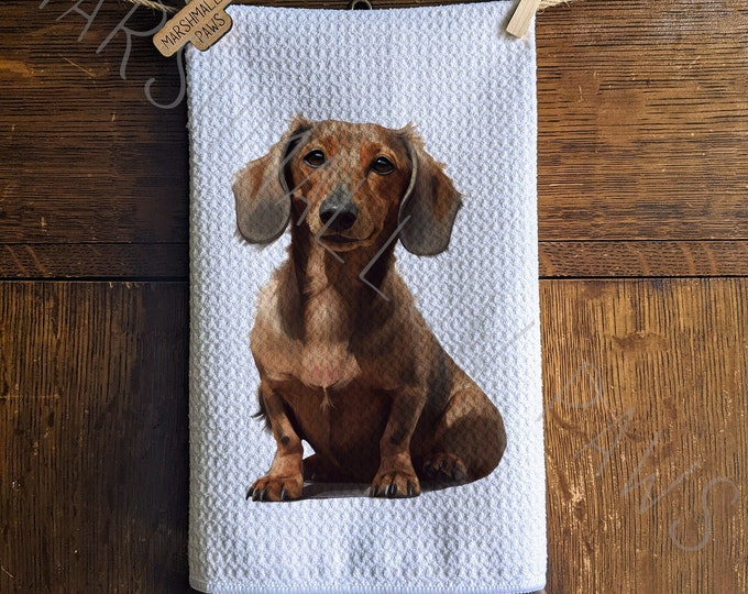 Dachshund Kitchen Towel: Microfiber Waffle Weave, Dog Lover Gift