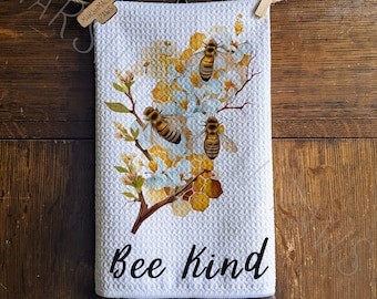Bee Kitchen Towel | Bee Birthday Gift | Waffle Towel | Dish Towel | Tea Towel | Gift Idea | Coworker Gift | Personalize