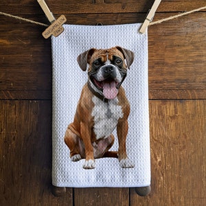 Boxer Dog Kitchen Towel: Microfiber Waffle Weave, Dog Lover Gift