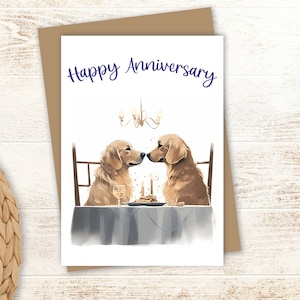 Golden Retriever Anniversary Card | 5x7 | Personalize | Great Gift for Wedding and Relationship Anniversaries | Dog Lover Gift
