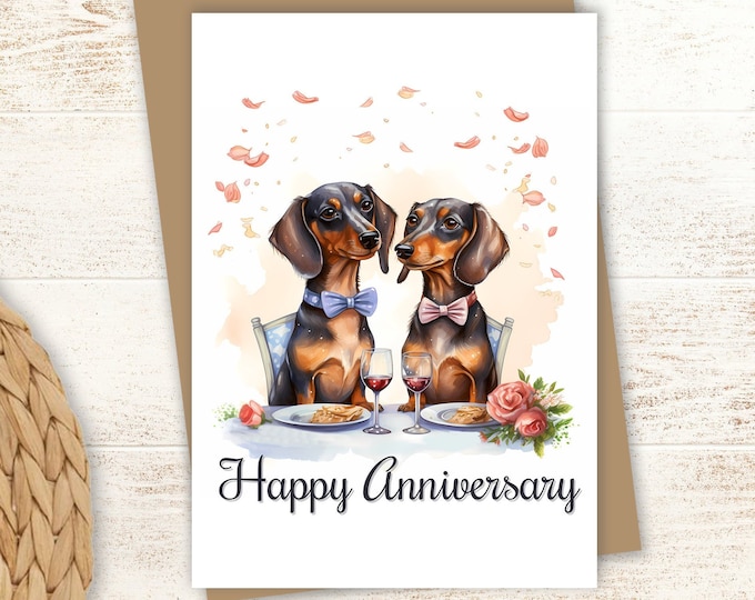 Dachshund Anniversary Card: Romantic Weiner Dog Gift (5x7 with Envelope)