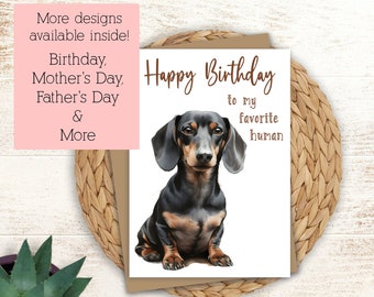 Dachshund Birthday Card: Personalized Weiner Dog Greeting Card