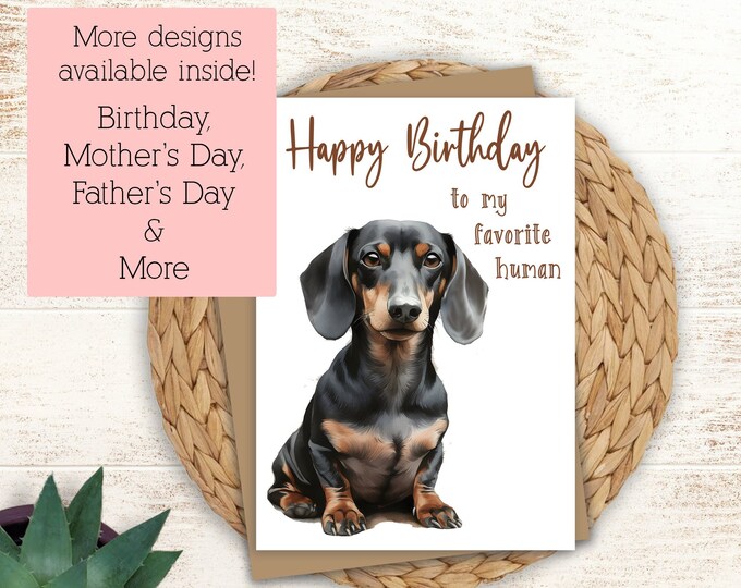 Dachshund Birthday Card: Personalized Weiner Dog Greeting Card