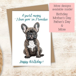 French Bulldog Birthday Card, Frenchie Birthday Card, 5x7 Greeting Card, Funny Dog Card, Dog Lover Card, Card From Dog