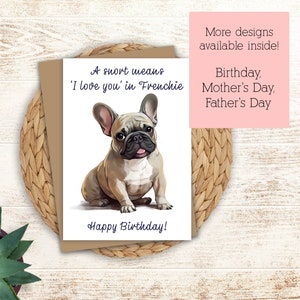 Frenchie Birthday Card: Custom Message, 5x7 Greeting Card