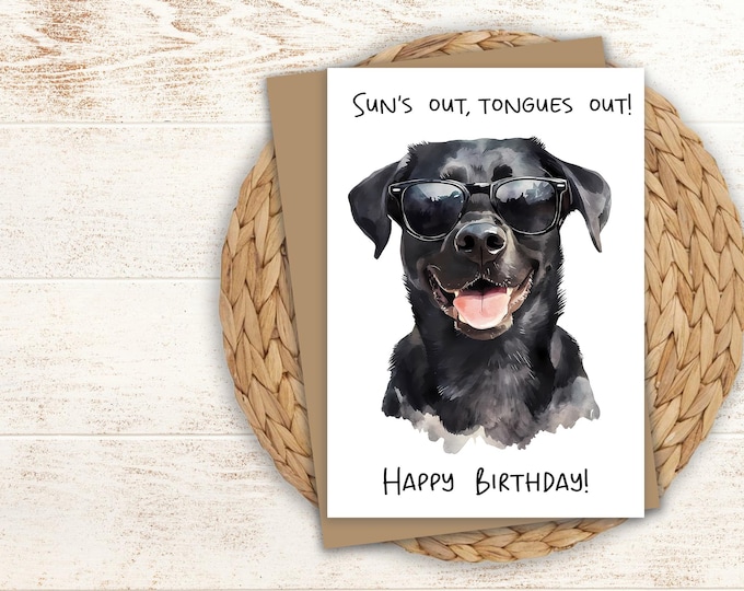 Black Lab Birthday Card: Summer Dog Lover Greeting Card (5x7)