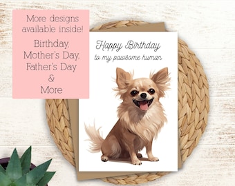 Funny Chihuahua Birthday Card: Pawsome Human, Personalized Message
