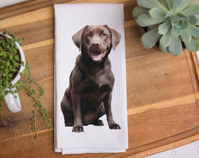 Chocolate Lab Kitchen Towel: Waffle Weave Towel Dog Lover Gift