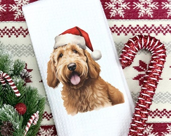 Christmas Goldendoodle Kitchen Tea Towel