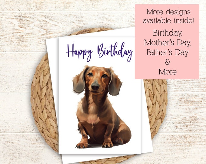 Dachshund Birthday Card: Personalized Doxie Greeting Card (5x7)