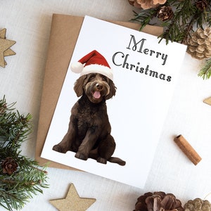 Chocolate Goldendoodle Christmas Card: Personalized Holiday Greeting (5x7, Kraft Envelope)