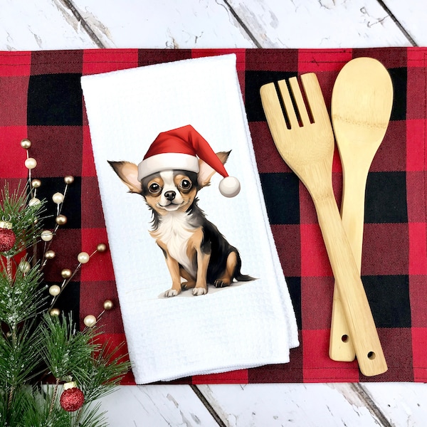 Christmas Chihuahua Kitchen Towel | Kitchen Tea Towel | Chihuahua  Towel | Christmas Gift | Dog Christmas Gift | Coworker Gift |