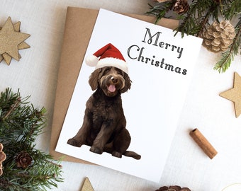 Chocolate Goldendoodle Christmas Card: Personalized Holiday Greeting (5x7, Kraft Envelope)