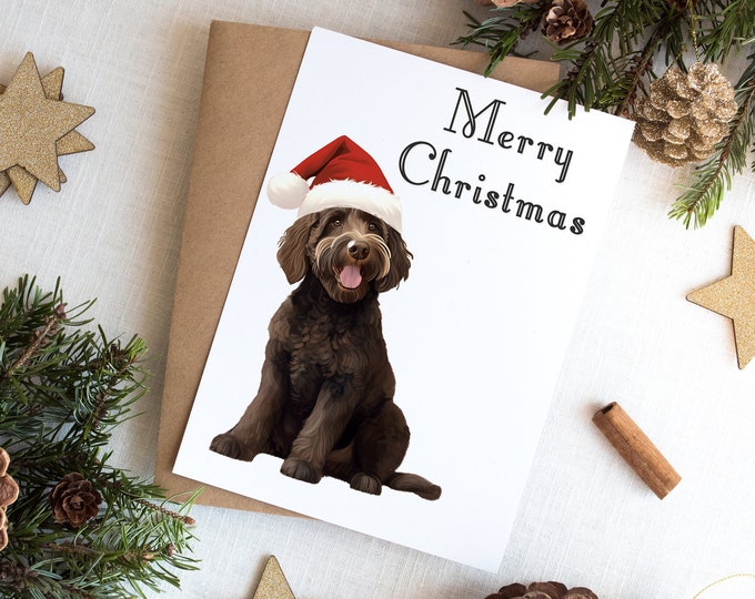 Chocolate Goldendoodle Christmas Card: Personalized Holiday Greeting (5x7, Kraft Envelope)