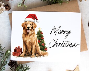Golden Retriever Christmas Card: Personalized Holiday Greeting (5x7, Kraft Envelope)