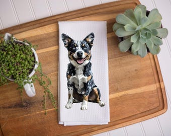 Blue Heeler Decorative Kitchen Towel: Australian Cattle Dog Home Decor