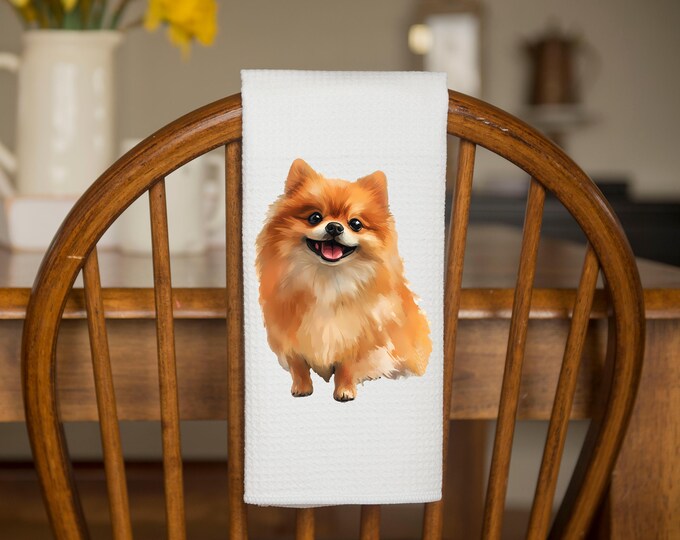 Tan Pomeranian Kitchen Towel | Tea Towel | Tan Pomeranian Towel | Christmas Gift | Coworker Gift | Stocking Stuffer | Housewarming Gift