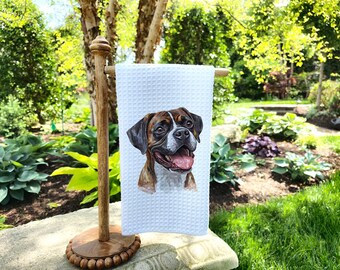 Boxer Dog Waffle Kitchen Towel: Decorative Dog Lover Gift