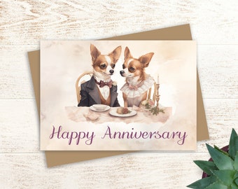 Vintage Chihuahua Anniversary Card: Romantic Dog Gift (5x7 with Envelope)