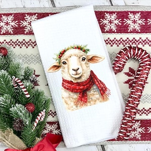 Christmas Sheep Kitchen Towel | Kitchen Tea Towel | Sheep Towel | Christmas Gift | Sheep Christmas Gift | Coworker Gift | Housewarming Gift