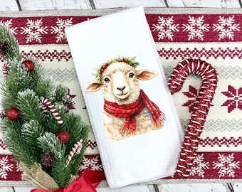 Christmas Sheep Kitchen Towel: Festive Farmhouse Decor
