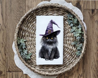 Halloween Persian Kitchen Towel | Kitchen Tea Towel | Persian Cat Towel | Halloween Gift | Cat Halloween Gift | Coworker Gift