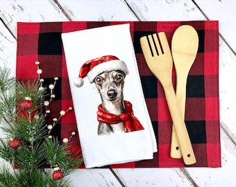 Italian Greyhound Christmas Kitchen Towel: Holiday Dog Decor