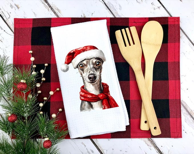 Italian Greyhound Christmas Kitchen Towel: Holiday Dog Decor