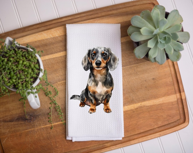 Merle Dachshund Kitchen Towel: Dog Lover Gift