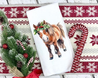 Christmas Pony Kitchen Towel: Festive Farmhouse Decor