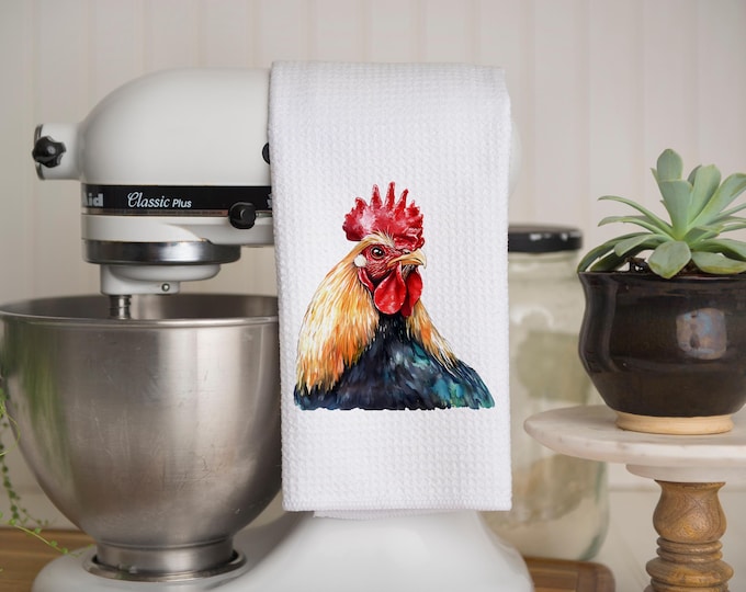 Rooster Kitchen Towel: Farmhouse Chicken Decor Gift
