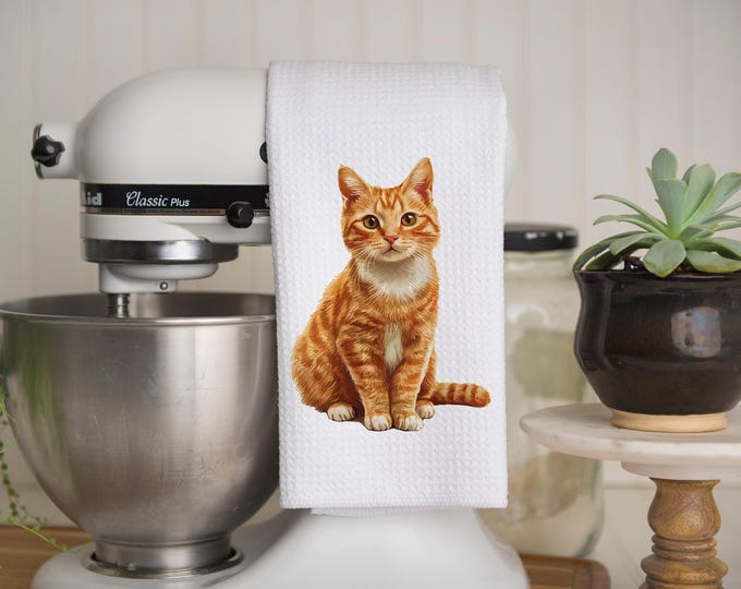 Orange Tabby Cat Kitchen Towel: Whimsical Home Decor