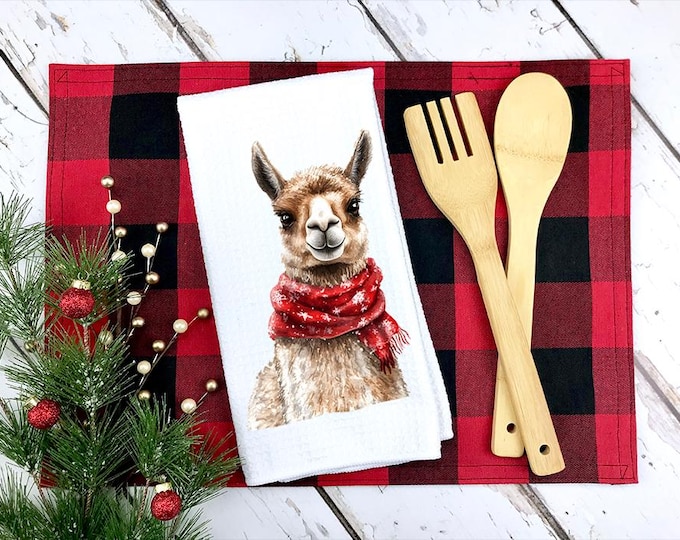 Christmas Llama Kitchen Towel: Festive Holiday Decor