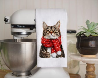 Christmas Tabby Cat Towel: Festive Holiday Decor
