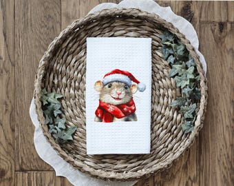 Christmas Mouse Kitchen Towel | Kitchen Tea Towel | Mouse Towel | Christmas Gift | Critter Christmas Gift | Coworker Gift