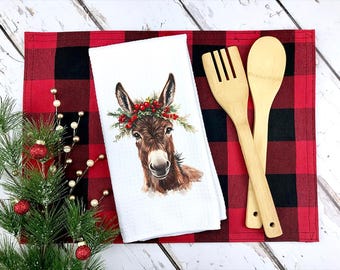 Christmas Donkey Kitchen Towel: Festive Farmhouse Decor