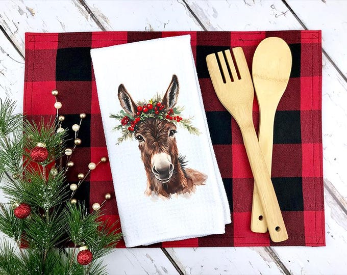 Christmas Donkey Kitchen Towel: Festive Farmhouse Decor
