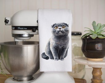 Scottish Fold Cat Kitchen Towel: Decorative Cat Lover Gift