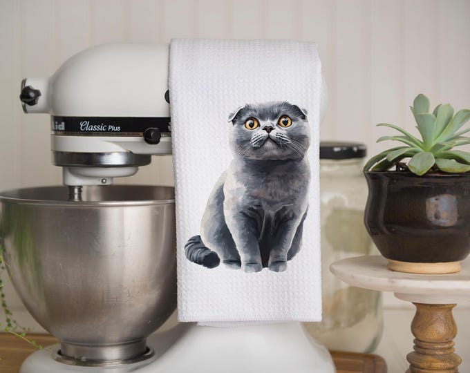 Scottish Fold Cat Kitchen Towel: Decorative Cat Lover Gift