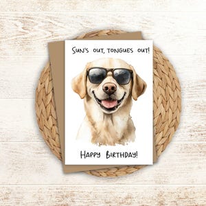 Yellow Lab Birthday Card | 5x7 | Greeting Card | Labrador Themed Card | Summer Birthday | Dog Lover Birthday Card | Custom Message