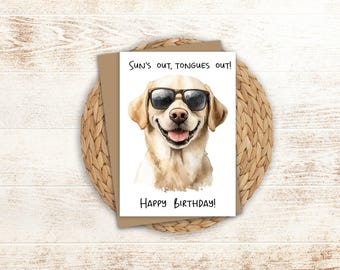 Yellow Lab Birthday Card: Summer Dog Lover Greeting Card (5x7)