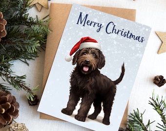 Chocolate Goldendoodle Christmas Card: Personalized Holiday Greeting (5x7, Kraft Envelope)