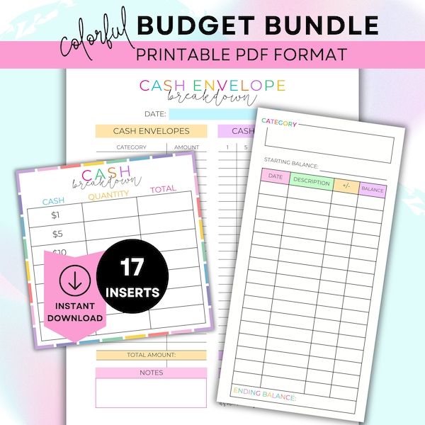 Printable Budget Breakdown Bundle Cash Envelope Breakdown Sheet Printable Cash Denomination Sheet Cash Budgeting Printable Cash Stuffing