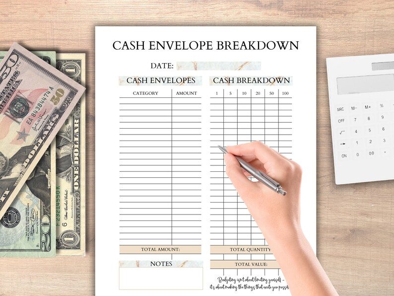 Printable Budget Breakdown Bundle Cash Envelope Breakdown Sheet ...