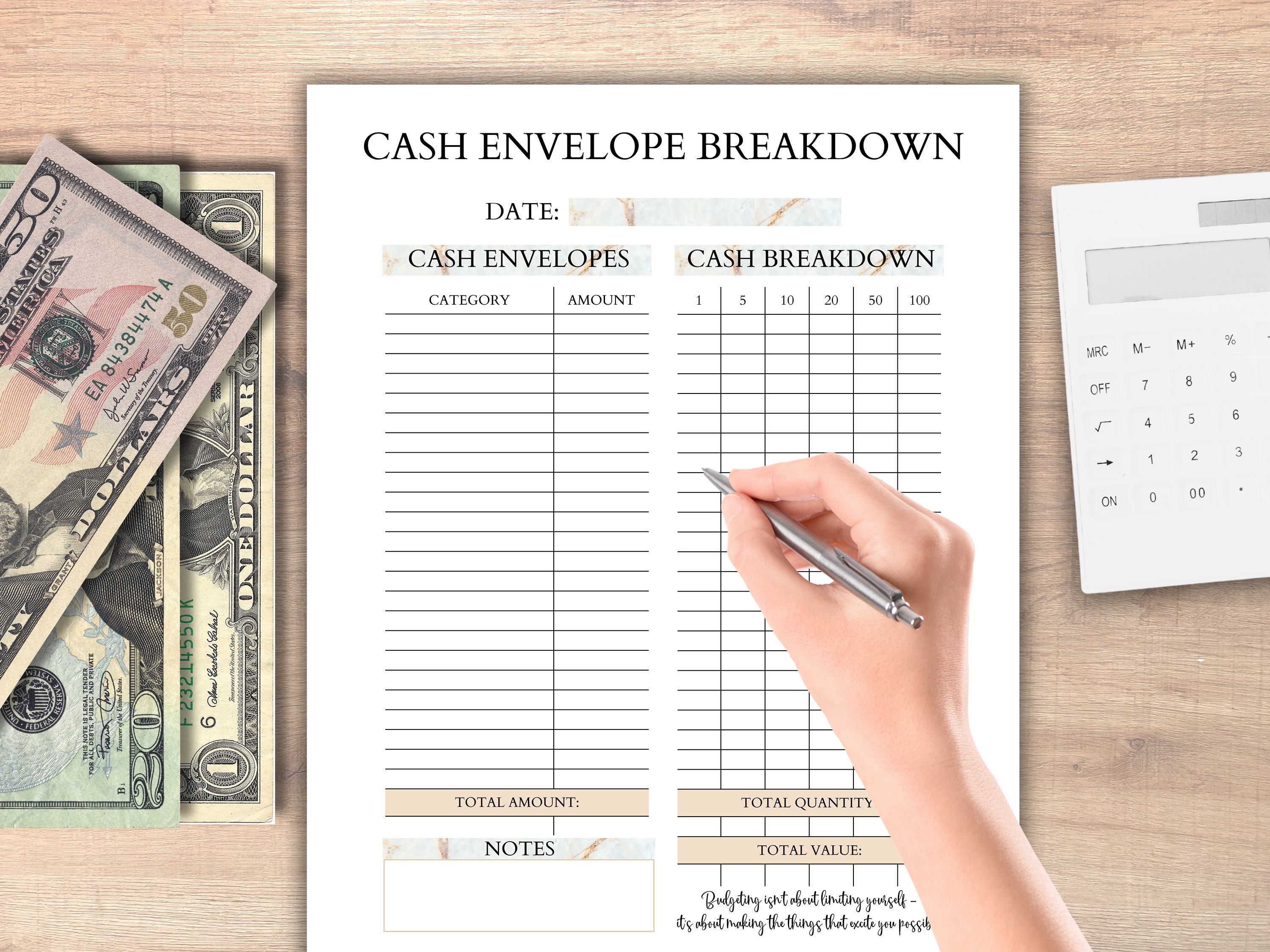 Printable Budget Breakdown Bundle Cash Envelope Breakdown Sheet ...