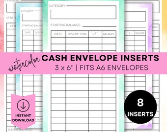 Cash Envelope Inserts Printable Cash Envelope Tracker Cash Stuffing Tracker Budget Binder Inserts Printable Budget Binder Printable A6 Cash