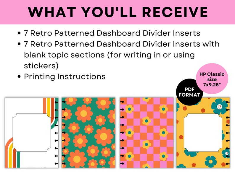 Dashboard Divider HP Classic Printable Retro Divider Printable Planner